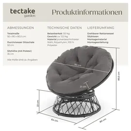 Tectake tectake® Rattansessel, drehbar