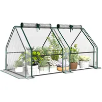 Outsunny Gewächshaus mit Reißverschlussfenster, Winterfest Foliengewächshaus aus Stahl, Treibhaus für Balkon, Garten, 180 x 90 x 90 cm, Tomatenhaus für Tomaten, Gemüse, Blumen, Transparent