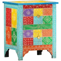VidaXL Handbemalter Nachttisch 40×30×50 cm Mango Massivholz