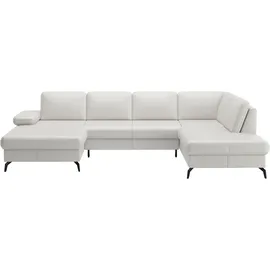 sit&more Wohnlandschaft SIT & MORE "Morris Jubi, Breite 300 cm", reinweiß, Sofas, B/H/T: 300cm x 83cm x 202cm, NaturLEDER, Ottomane rechts, Mit Armteilverstellung,Mit Bettfunktion, Wohnlandschaft, mit Armteilfunktion, optional mit Bettfunktion, B:300cm H:83cm
