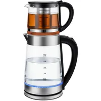 Elektrischer Glas-Wasserkocher 1500W 2,5L Wasserkocher mit 1L Teekanne & Teeinfuser & Trockengehschutz Modernes Glas-Teekessel für Küche & Büro