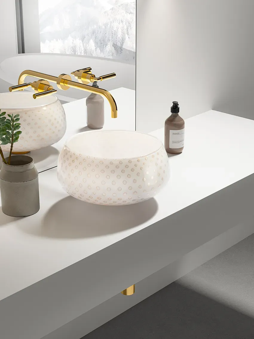 Glassdesign OTTICO DUE Aufsatzwaschtisch Murano - weiß