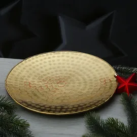 MARELIDA Tablett Dekotablett Serviertablett rund Kerzenteller D: 28cm gold