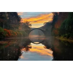 Fototapete PAPERMOON "Photo-Art KRZYSZTOF BROWKO, HERBSTGARTEN", bunt, B:3,50m L:2,60m, Vlies, Tapeten