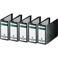 Leitz Qualitäts-Ordner 180° A6 quer, 5er Pack, Schwarz, 80