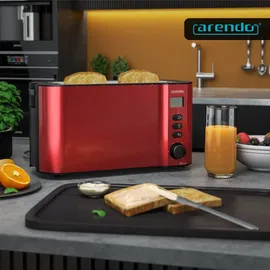 Arendo Toaster Edelstahl, mit Brötchenaufsatz, Display - Touch, wärmeisoliert, verschiedene Schlitze
