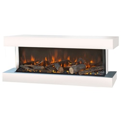Casa Padrino Luxus LED Elektro Wandkamin Weiß 113,5 x 32 x H. 47 cm - Moderner Elektro Kamin mit Fernbedienung - Luxus Kollektion