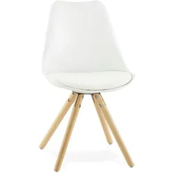 Kadima Design Esstuhl & Gastrostuhl Skandinavischer Stil | Kunststoff mit Buchenholz | Weiß | Ergonomisch & 100kg belastbar | Velanox Kollektion