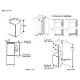 Bosch Serie 2 KIR31NSE0 Einbaukühlschrank (165 l, 1021 mm hoch)