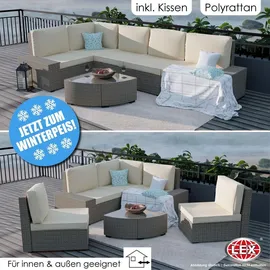 Mojawo Terassen-lounge Set Rattan Grau -mgl1000