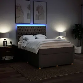 vidaXL Boxspringbett mit Matratze Taupe 140x200 cm Stoff