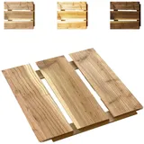 Floranica Holzterrassenplatten 1 Stück 30x30 cm Lärchenholz Unbehandelt Boden für die Sauna Terrasse oder dem Balkon Holzfliese im Garten Gefräste Oberfläche Balkonfliesen