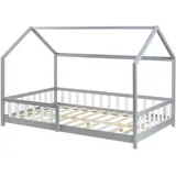 en.casa kids Hausbett Hesel 120 x 200 cm Kiefer grau