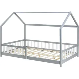 en.casa kids Hausbett Hesel 120 x 200 cm Kiefer grau