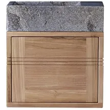 Tikamoon Waschtischunterschrank 2 Schubladen 40 x 55 cm Grau