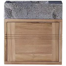 Tikamoon Waschtischunterschrank 2 Schubladen 40 x 55 cm Grau