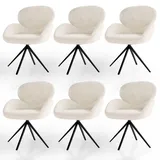 Juskys Drehstuhl Albano Bouclé Creme 6er Set