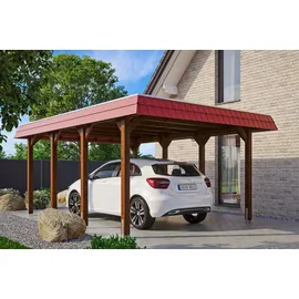 SKANHOLZ Skan Holz Walmdach Carport 3,96 x 5,89 m nussbaum inkl. Pfostenanker