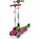Best Sporting 4-Rad Kinder Scooter klappbarer Lenker + LED Rädern, grün oder pink - Rosa