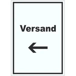 Versand Aufkleber mit Text und Richtungspfeil links Lieferung shipping hochkant A0 (841x1189mm)