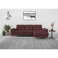 sit&more Ecksofa SIT & MORE "Westham L-Form", lila (chianti), B:275cm H:88cm T:172cm, 90% Polyester 10% Polyamid, Sofas, Ecksofa, mit Recamiere, mit oder ohne Bettfunktion, Bettkasten, Füße Eiche