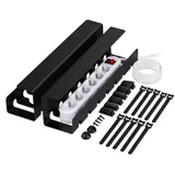 Relaxdays Kabelkanal Schreibtisch, 2er Set, Kabelmanagement, HBT: 10 x 43 x 10 cm, Zubehör zum Fixieren, schwarz