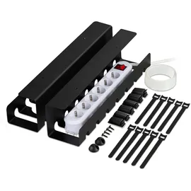 Relaxdays Kabelkanal Schreibtisch, 2er Set, Kabelmanagement, HBT: 10 x 43 x 10 cm, Zubehör zum Fixieren, schwarz