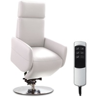 Cavadore TV-Sessel Cobra / Fernsehsessel mit 2 E-Motoren, Akku und Aufstehhilfe / Relaxfunktion, Liegefunktion / Ergonomie S / 71 x 108 x 82 / Echtleder Weiß