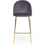 BIZZOTTO Barhocker Carry 2er-Set aus Samt, modern gepolstert, Dunkelgrau, Metallgestell Gold