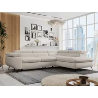MKS Meble Ecksofa Sofa Beige, Wohnlandschaft L-Form mit Schlaffunktion und Bettkasten, Schlafsofa mit Bettkasten, Sofa mit Einstellbare Kopfstützen, Peter L... - Beige