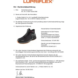 Lupriflex Sicherheitsstiefel Techno Mid S3 SR Gr.44, 5-550-44 - Schwarz/Orange - 44