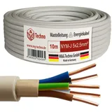 M&G Techno 10m NYM-J 5x2,5 mmІ Mantelleitung Feuchtraumkabel Elektrokabel Kupfer Made in Germany