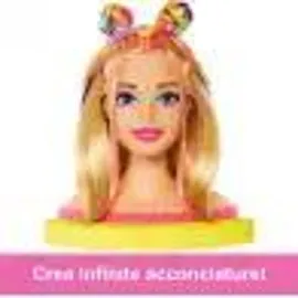 Barbie Mattel HMD78 Barbie Totally Hair Regenbogen Deluxe Styling Kopf Frisurenkopf Frisierkopf - Rosa