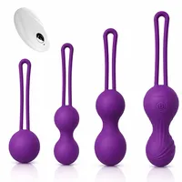 Beckenbodentrainer für Frauen mit Fernbedienung, 4er Set Kegelbälle aus Hautfreundliches Silikon, Vibrationsfunktion, von leicht bis schwer, für Blasenkontrolle & Beckenbodenübungen nach Geburt
