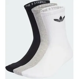 adidas Trefoil Cushion Crew Socken 3er Pack Weiß/Medium Grau Heather/Schwarz 40-42