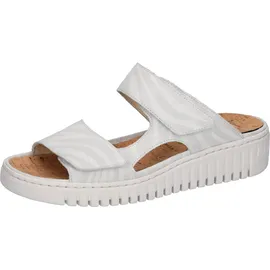 WALDLÄUFER Pantolette WALDLÄUFER "H-WILLOW", Damen, Gr. 7, weiß, Veloursleder, metallic, Basic, Schuhe Pantolette, Sommerschuh, Hausschuh, Klettschuh in Komfortweite H (= sehr weit)