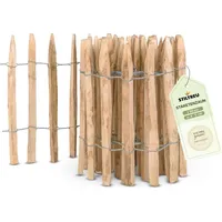 STILTREU Französischer Premium Staketenzaun Kastanie - Länge 5 Meter, Höhe 50 cm, Lattenabstand 4-5 cm