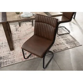 MASSIVMOEBEL24.DE Freischwinger Leder braun