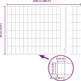 vidaXL Eurozaun Grün 0,4 x 25 m Pvc-beschichtetes Eisen vidaXL
