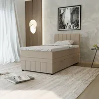Panda möbel Boxspringbett Einzelbett 100x200, Dunkelbeige, Avalon mit Bettkästen,
