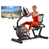 MettleMatic Liegeergometer 150kg Belastbar Liegerad: Liegefahrrad Heimtrainer mit 16 verstellbaren Widerstandsstufen, Smart Bluetooth, LCD-Display, Herzfrequenzsensoren (BM5)