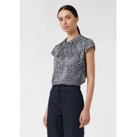 Comma, Satinbluse mit Raffung und All-Over-Print bunt/Schwarz 34
