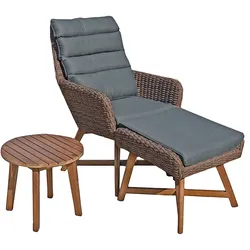 Lounger-Set Gartenstuhl Gartenliege Lounge Hocker Sessel Tisch inkl. Auflagen