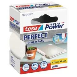 Tesa Gewebeband extra Power 56343 38mm x 2,75m weiß 4042448044174 Tesa 275 Zentimeter