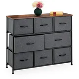 Relaxdays Kommode Industrial, HBT: 78,5 x 30 cm, 8 Schubladen, Stoff & Sideboard, grau/braun
