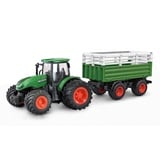 AMEWI 22636 RC-Traktor mit Viehtransporter, Sound & Licht, mit Kuh als Zubehör, 1:24 RTR grün