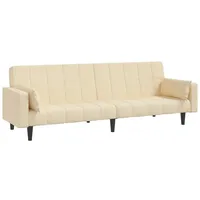 vidaXL Schlafsofa 2-Sitzer mit 2 Kissen Creme Stoff