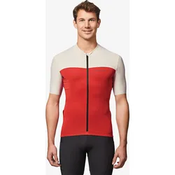 Rennrad Fahrradtrikot Sommer kurzarm Herren Slimfit Endurance 2 rot/beige ziegelrot|leinenbeige XL