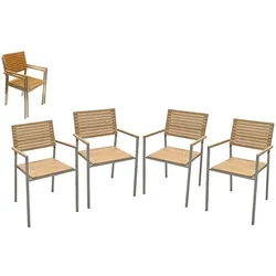 Stapelstuhl Garten Terrasse stapelbar Edelstahl Teak