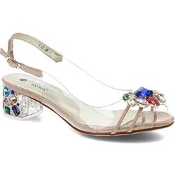 Beige Sandalen Sca'viola Elegante Damenschuhe mit Absatz, 37